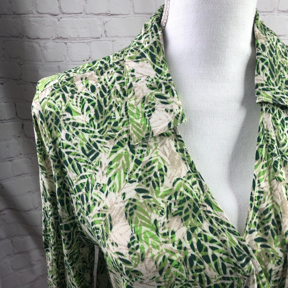 Cabi Green Leaf Faux Wrap Dress Mini Small - Picture 5 of 10